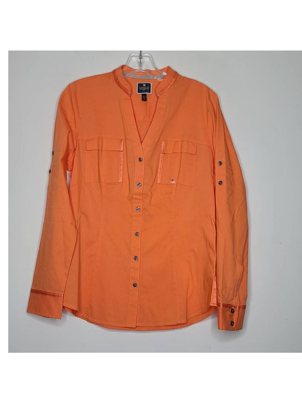 NWOT Express v-neck long sleeve button down shirt - medium